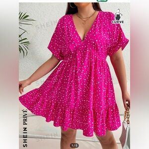 Hot pink polka dot dress